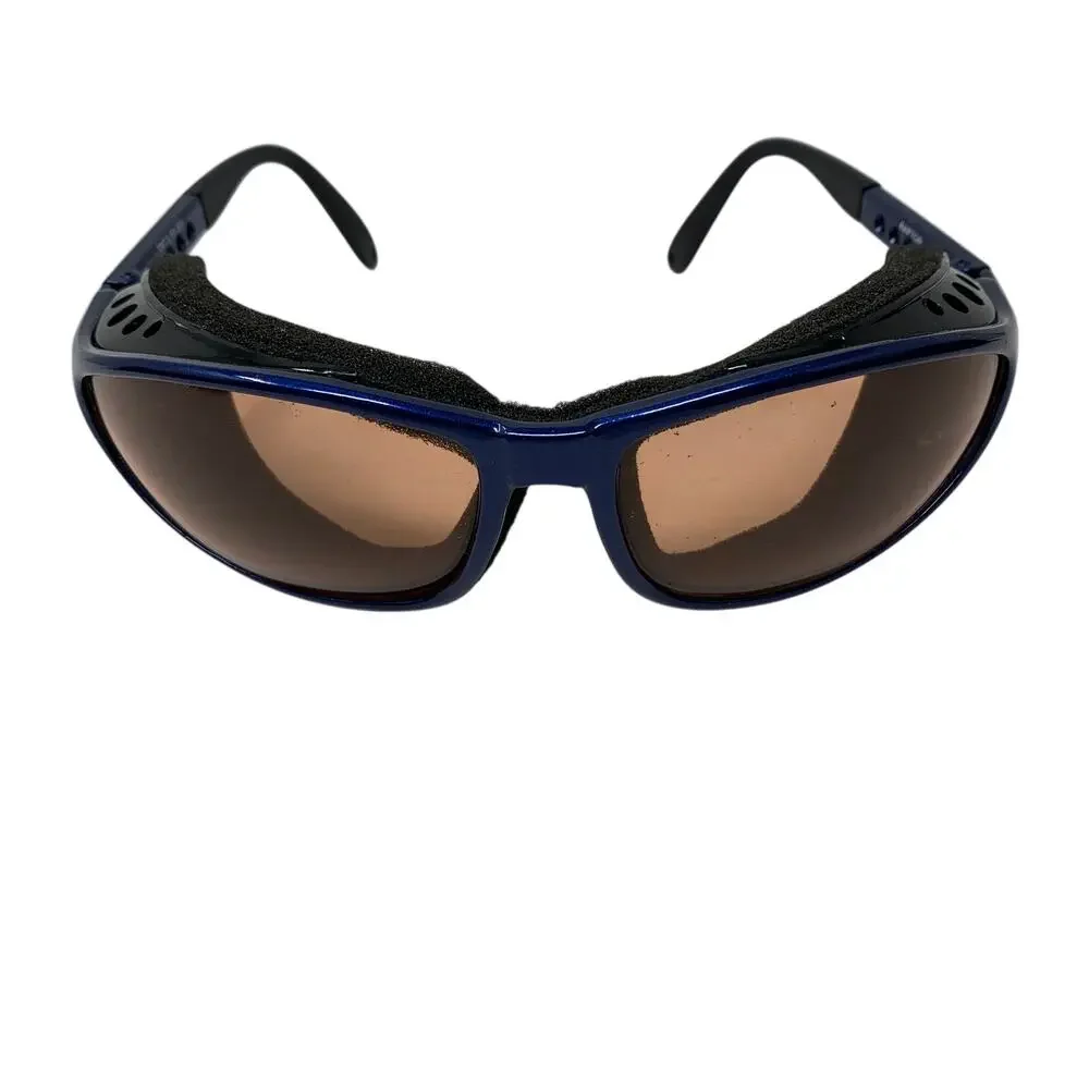 7eye Panoptx Raptor Sunglasses Blue Foam Eyecup Brown Lens w/ Case Motorcycle